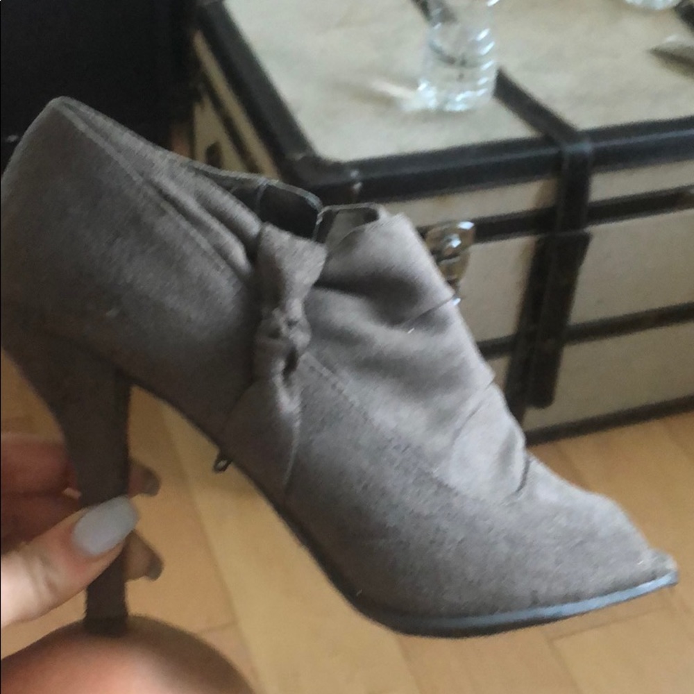 Grey peep toe booties